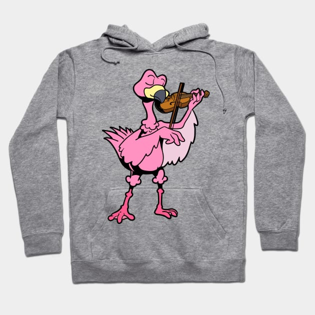 Cartoon flamingo playing the violin Hoodie by Modern Medieval Design